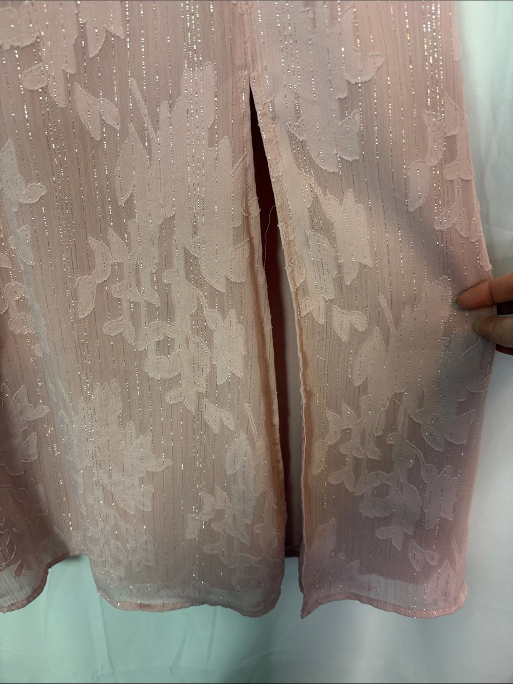 LULUS Loveliest Looks Blush Pink Floral Jacquard Tie-Strap Midi Dress Size S - Picture 9 of 13